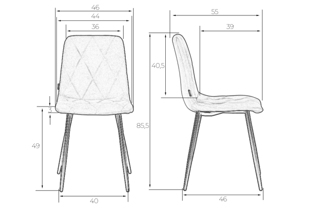 Стул обеденный CHILLY ROMBO Simple 03 Розовый/Черный